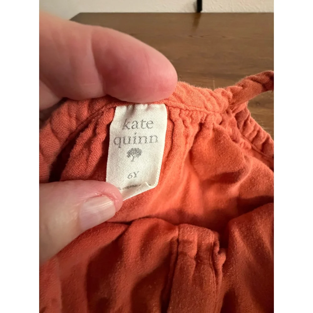 Kate Quinn Dress 6Y Coral Cotton Gauze Sleeveless Button Front A-Line Girls